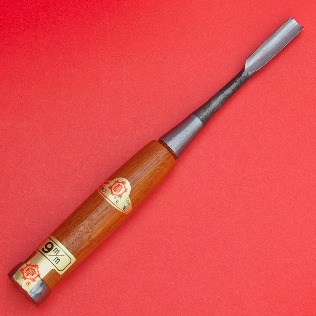 9mm Wood carving round gouge chisel Yasugi blue paper Steel for carving engraving Japan back