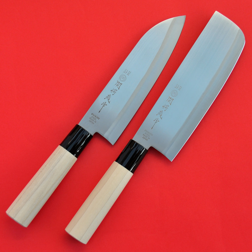Santoku + Nakiri 2 knives set stainless steel 165mm Japan japanese